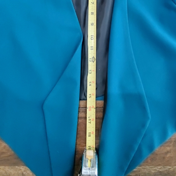Love 21 by Forever 21 Lapel Cropped Lined Blazer Teal Green size Petite Small - Picture 7 of 8